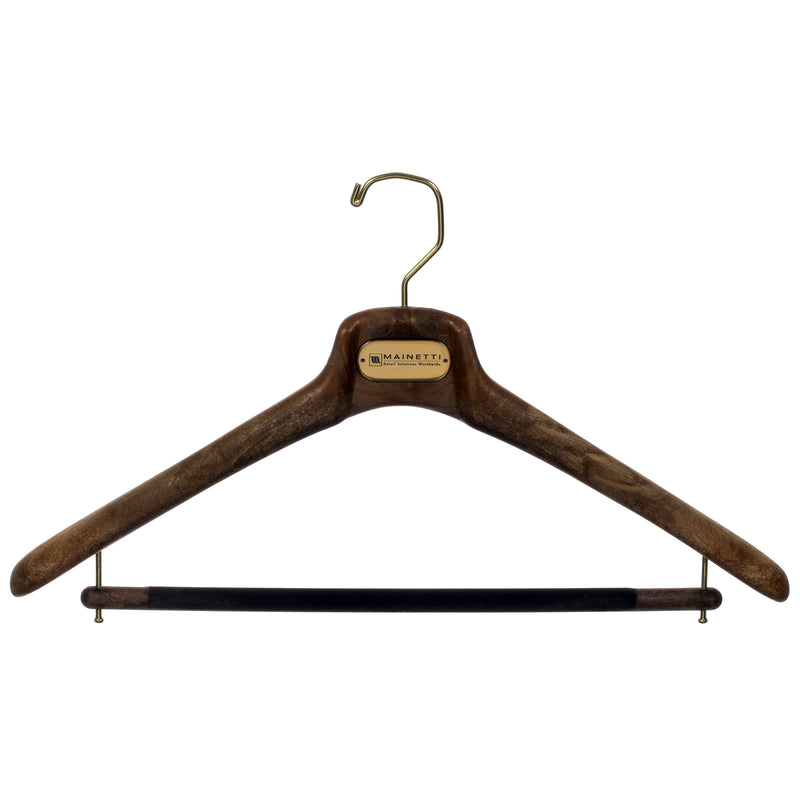 Wide Shoulder Wooden Hangers 6 Pack with Non Slip Pants Bar - Smooth Finish  Solid Wood Suit